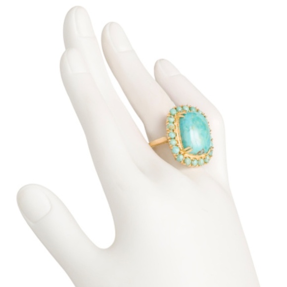 NWT 14kt Gold Plated Blue Mohave Large Turquoise Ring Size US 8 - Picture 2 of 2